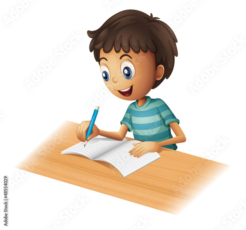 A boy writing