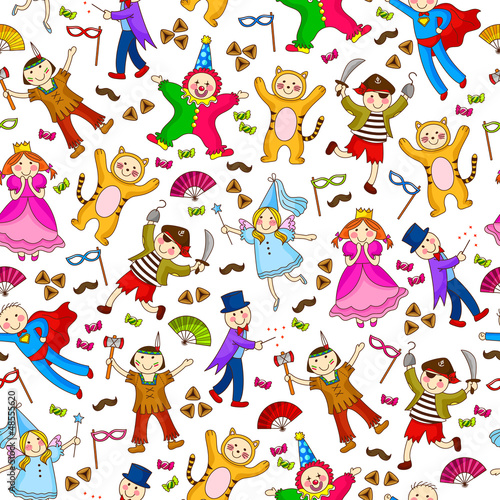 seamless pattern with kids wearing costumes