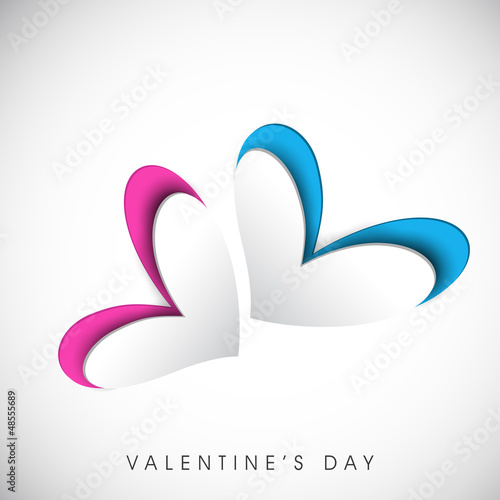 Fototapeta Naklejka Na Ścianę i Meble -  Valentines Day greeting card or gift card with pink and blue hea