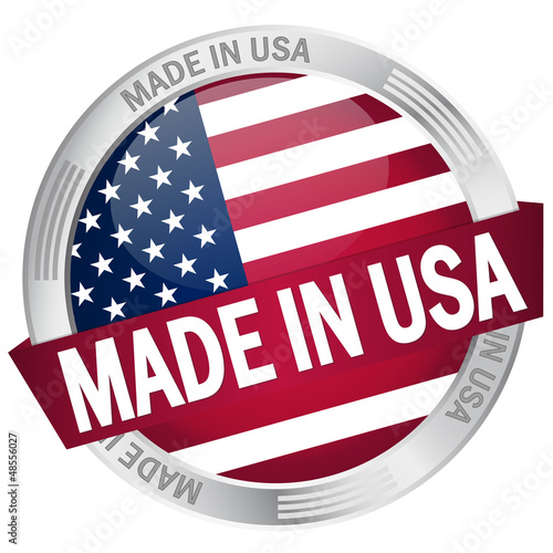 Button mit Banner "Made in USA"