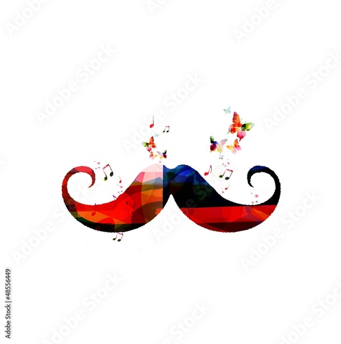 Abstract vector mustache background with butterflies