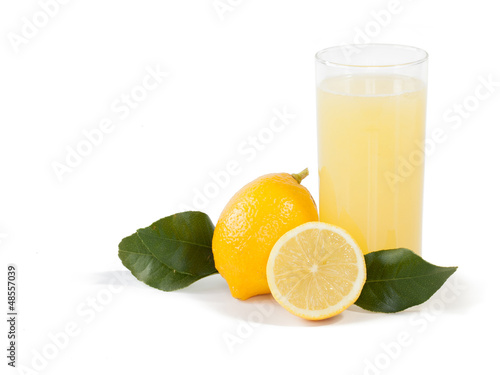 Lemon juice on a white background