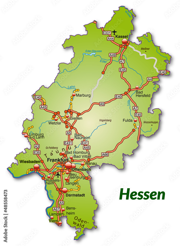 Landkarte von Hessen mit Stock Vector Adobe Stock Landkarte von Hessen mit Stock Vector Adobe Stock