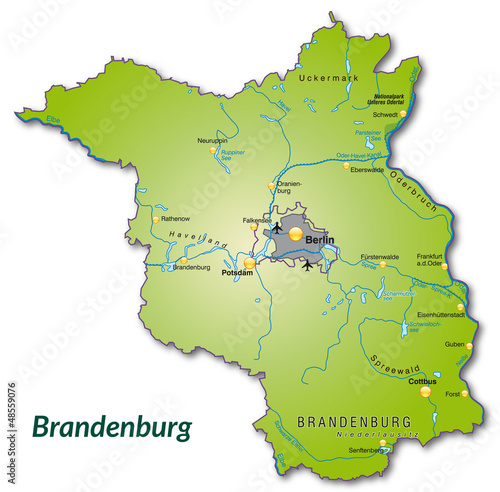 Landkarte von Brandenburg als Inselkarte
