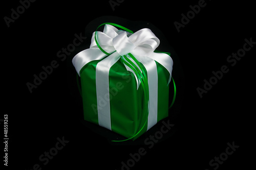 green gift box on black