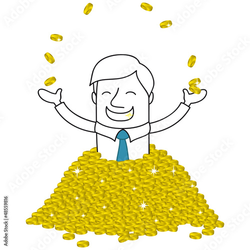 Geschäftsmann, Reichtum, Geld, Münzen, Gold