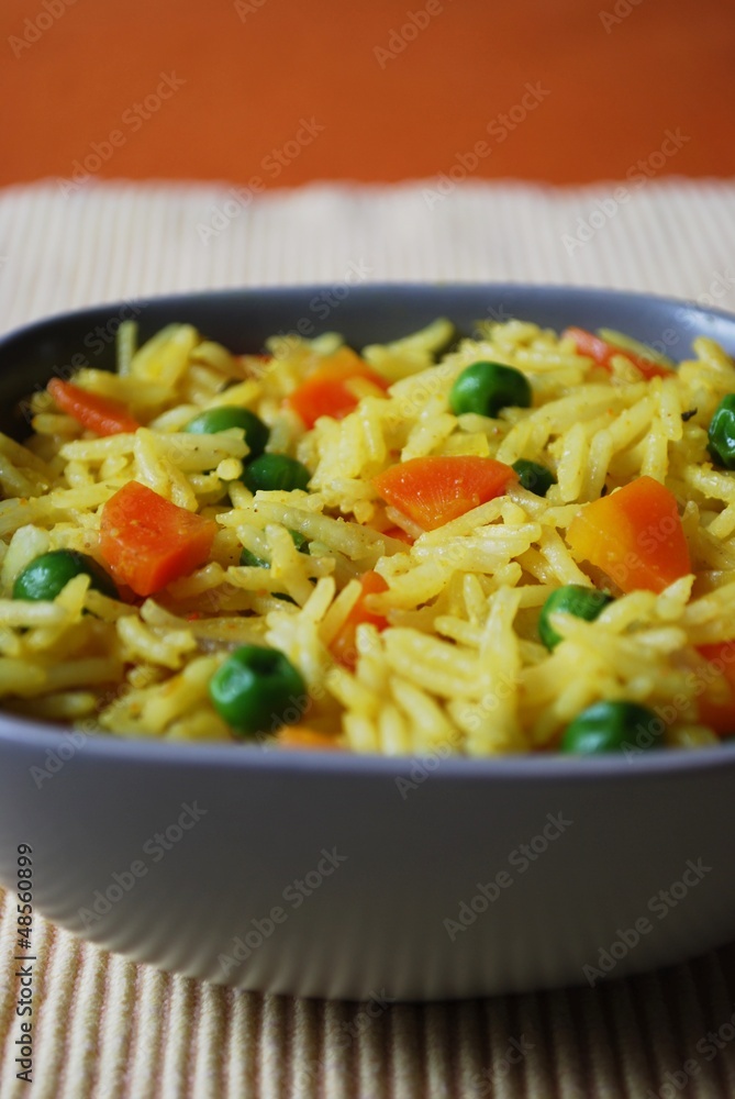 Basmati rice with vegetables and curry Basmati rice with vegetables and curry