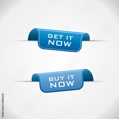 Labels - buy it and get it now, vector