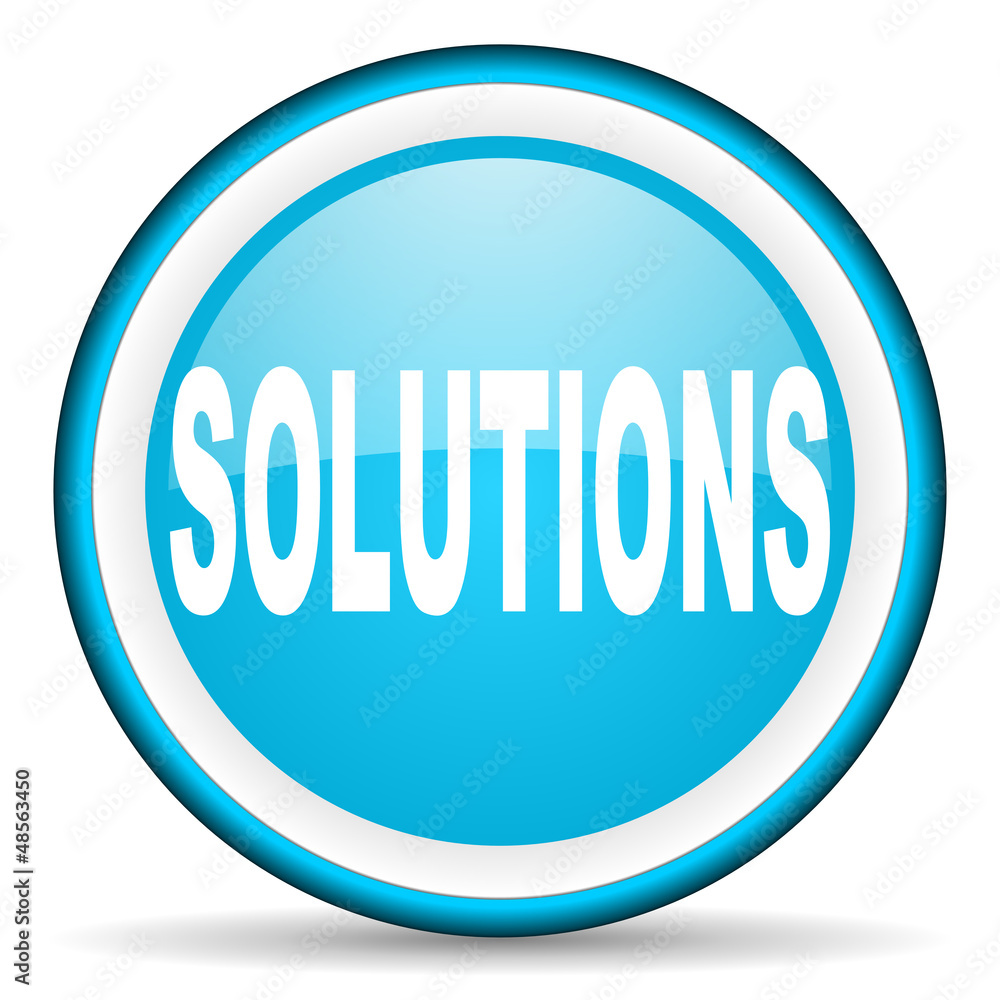 solutions blue glossy icon on white background solutions blue glossy icon on white background