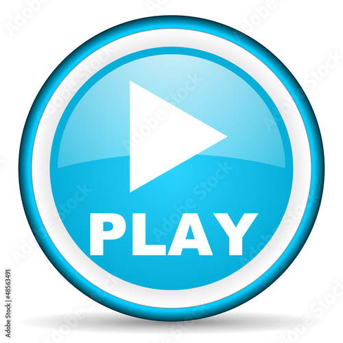 play blue glossy icon on white background