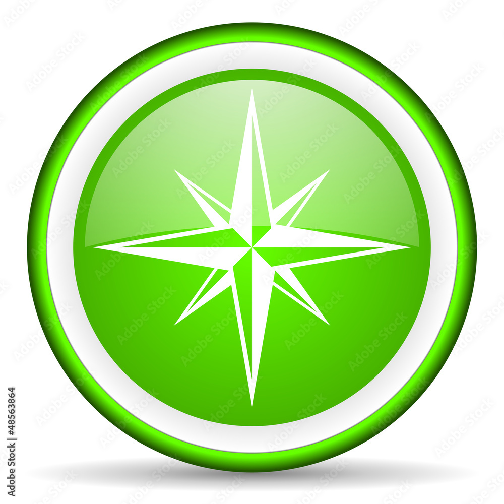 compass green glossy icon on white background compass green glossy icon on white background