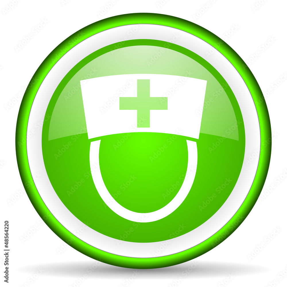 nurse green glossy icon on white background nurse green glossy icon on white background