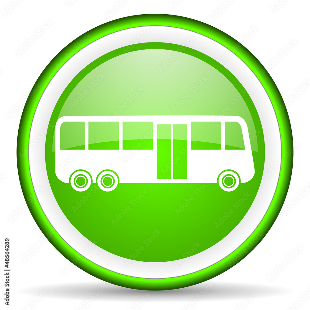 bus green glossy icon on white background bus green glossy icon on white background
