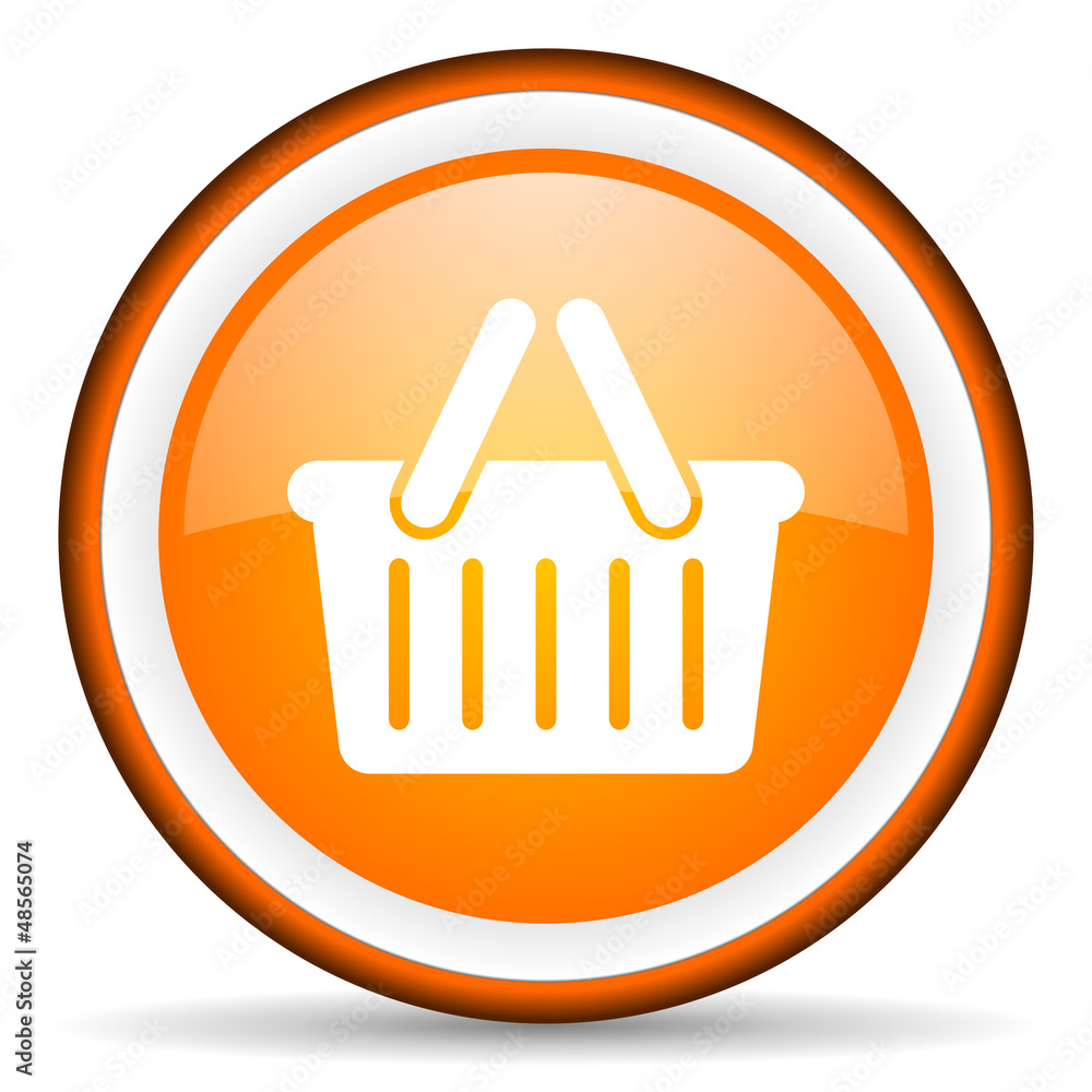 shopping cart orange glossy icon on white background shopping cart orange glossy icon on white background