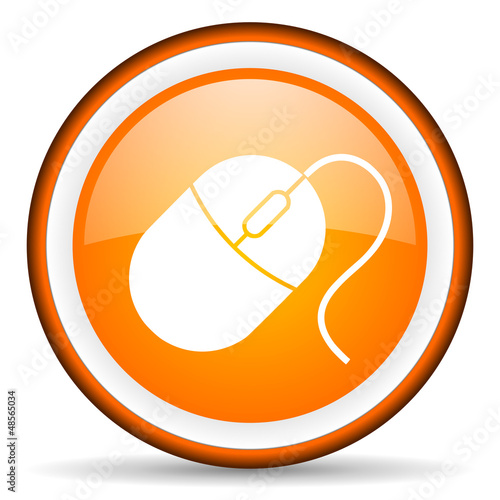 Foto mouse orange glossy icon on white background