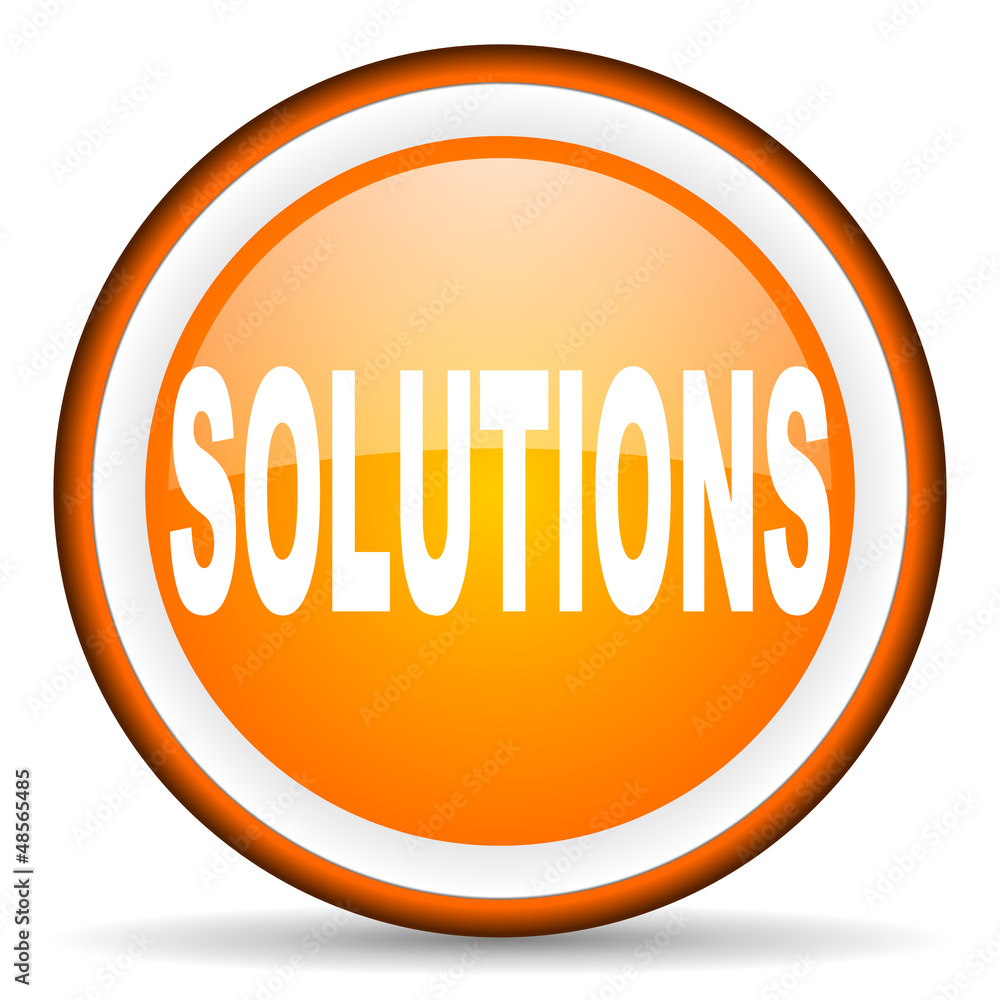 solutions orange glossy icon on white background solutions orange glossy icon on white background