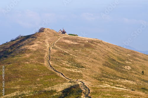 Stony road in mountains photo