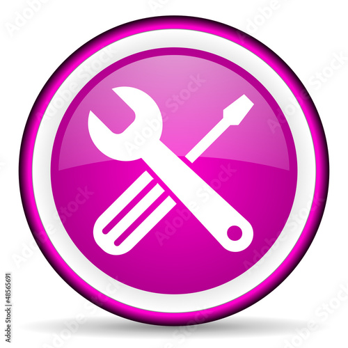 tools violet glossy icon on white background