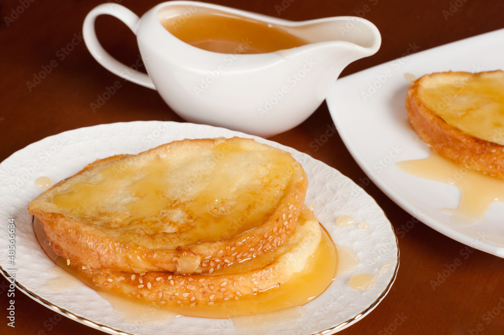 Delicious toast with honey
