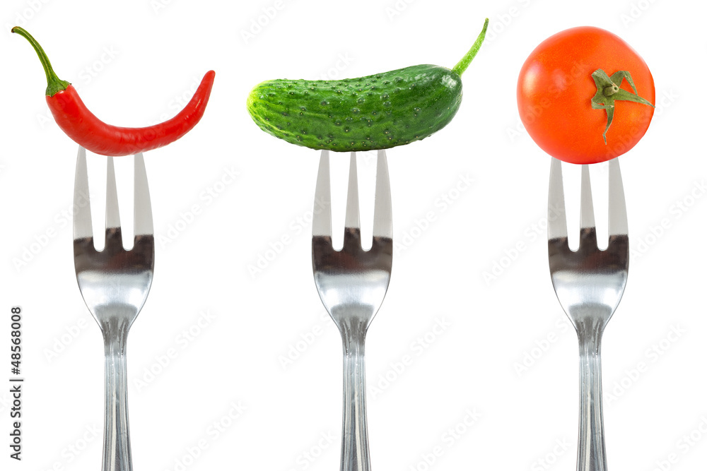 Vegetables on the forks