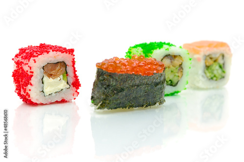 Wallpaper Mural Different sushi rolls on a white background Torontodigital.ca