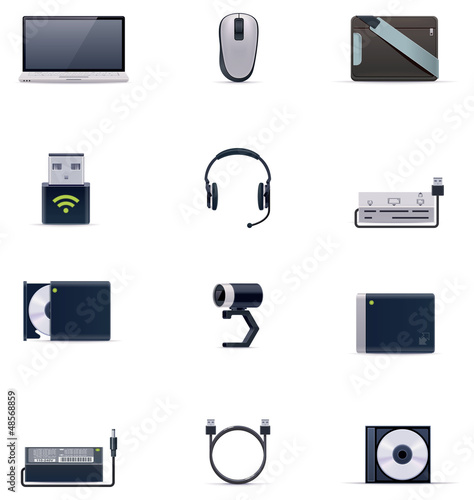Vector laptop accessories icon set