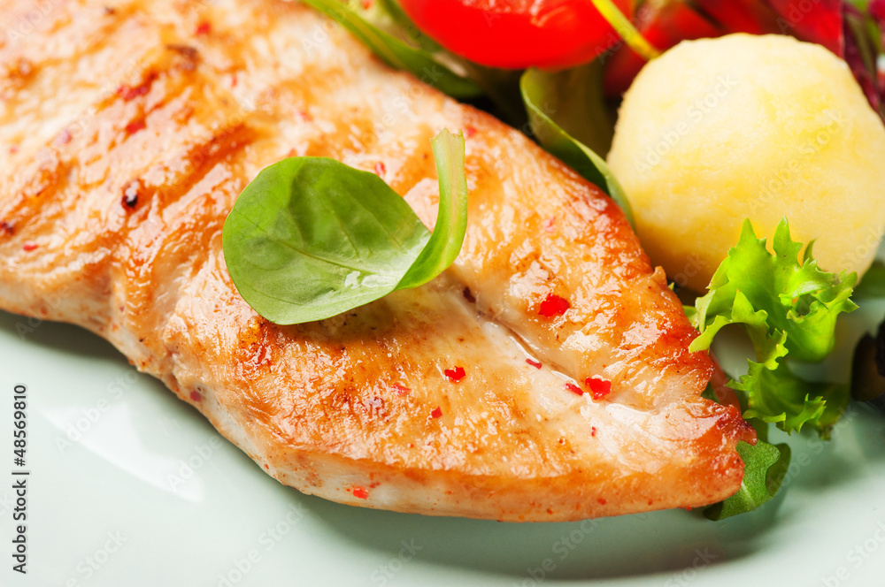 Grilled chicken fillet with vegetables Grilled chicken fillet with vegetables