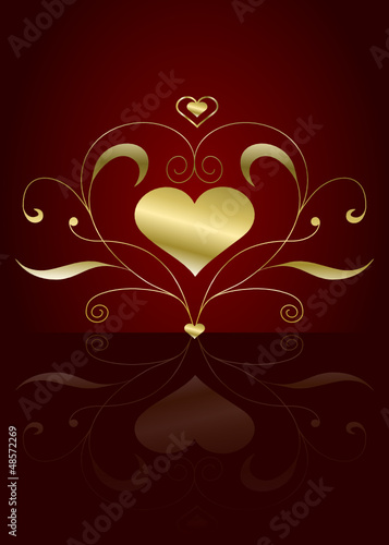 Edler Liebesgruß mit Herz und Ornament in Gold