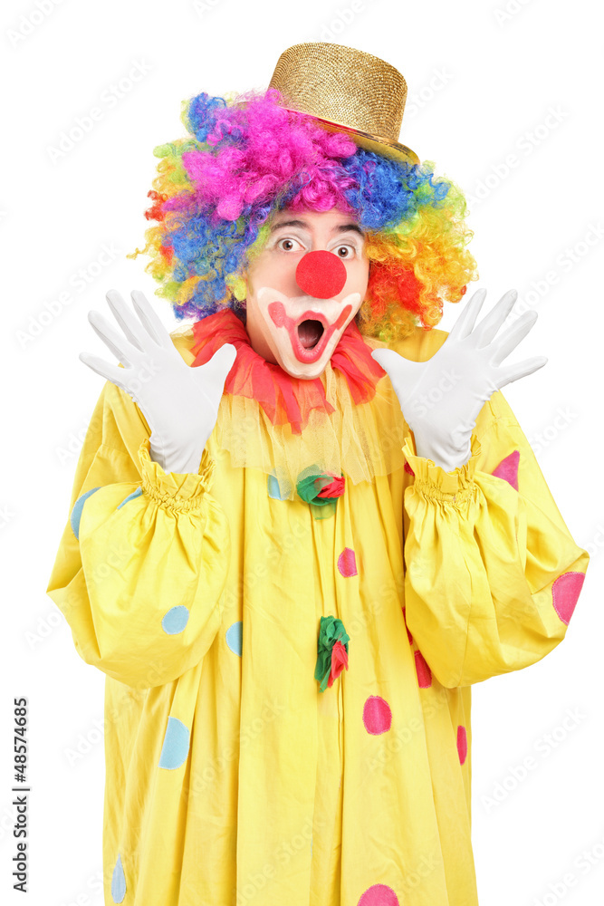Funny clown gesturing with hands