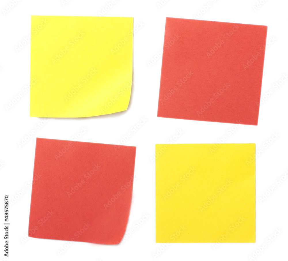 Small yellow and red note paper