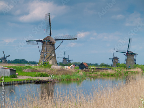 holland rural windmills, molens van kinderdijk photo