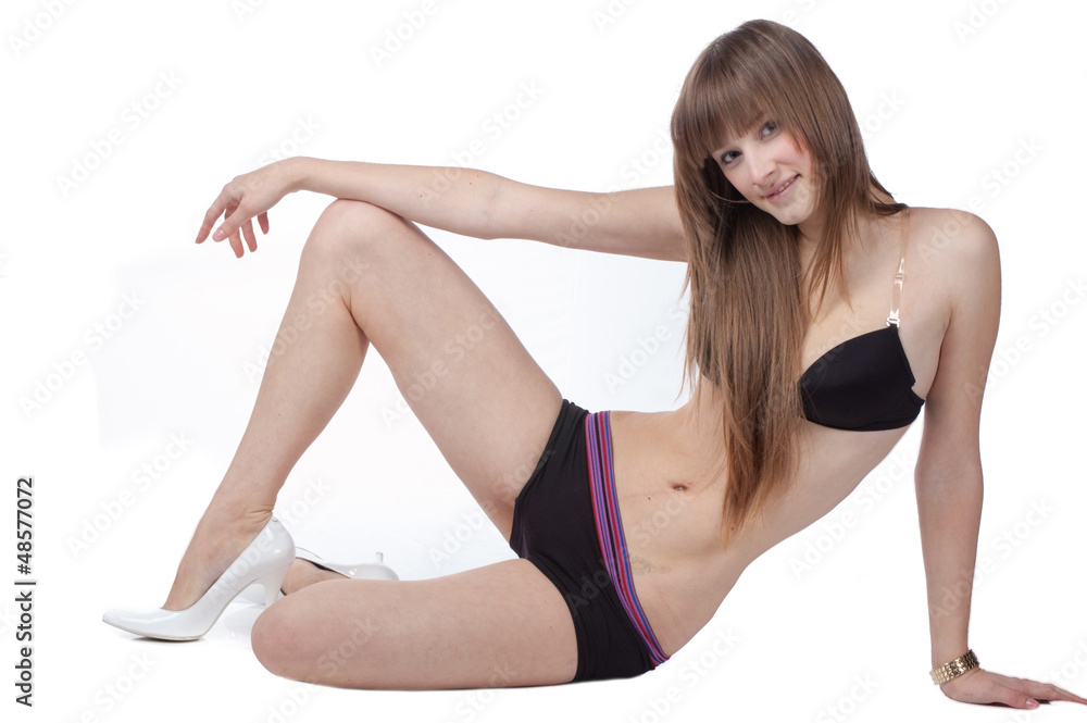 Beautiful Lingerie Model Sitting And Thinking Beautiful Lingerie Model Sitting And Thinking