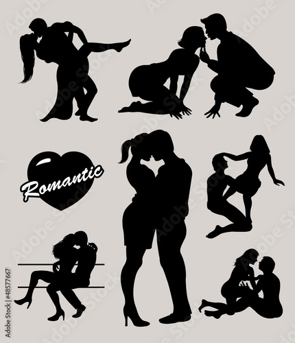 Romantic love couple silhouette 2, Male and female vector