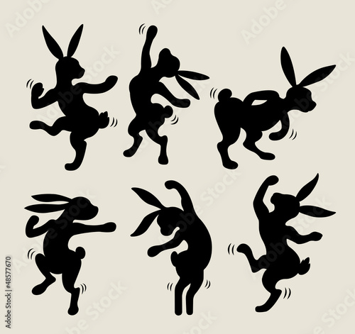 Rabbit dancing silhouette vector
