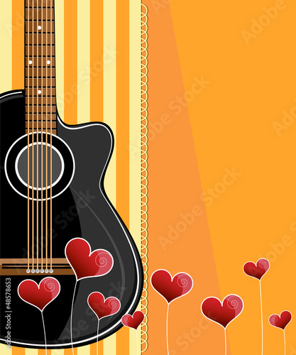Classical vector guitar. Musical greeting card.