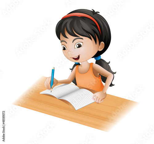 A girl writing