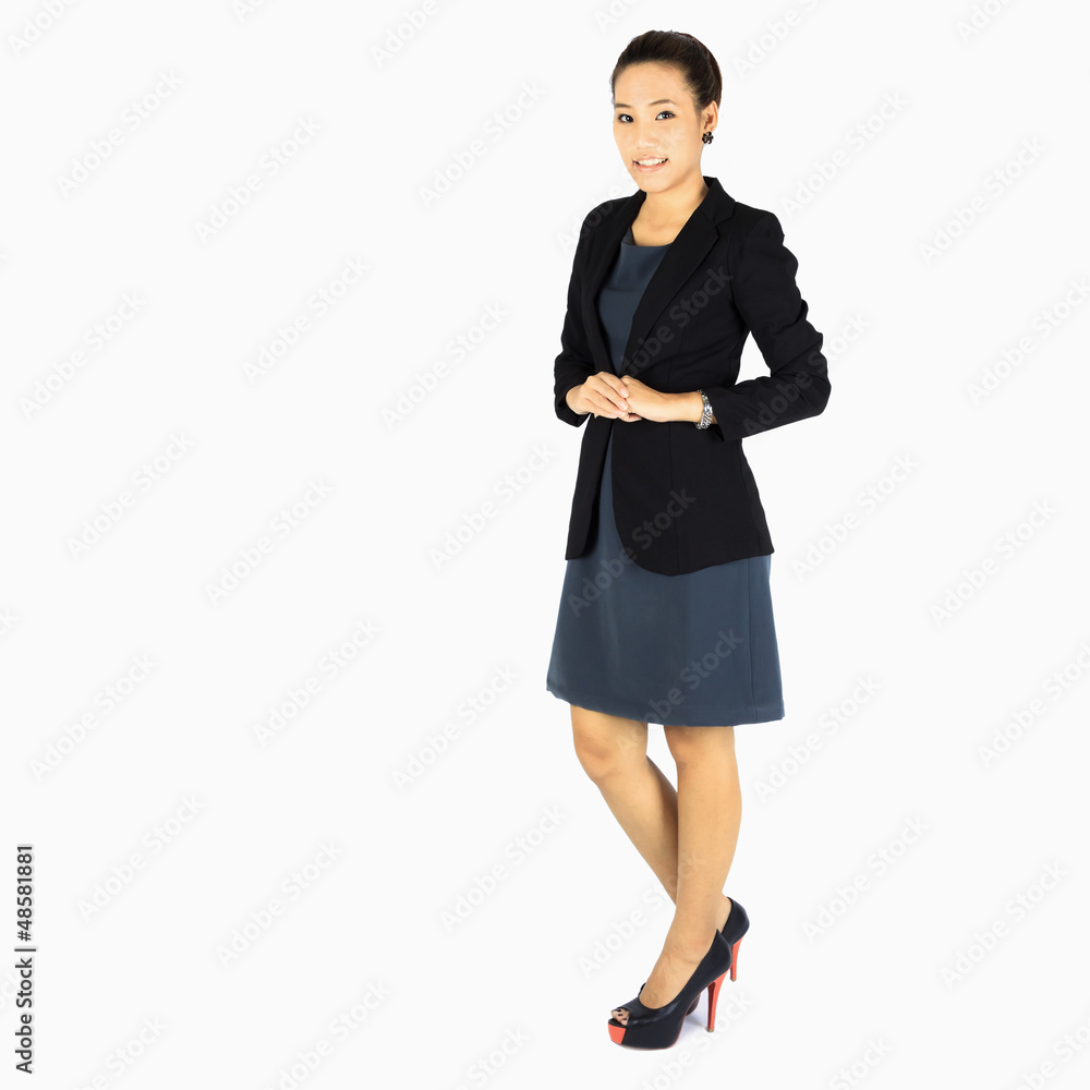 Standing Young Business Woman Standing Young Business Woman