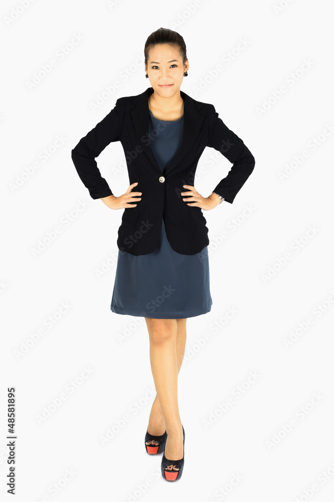 Standing Young Business Woman Standing Young Business Woman