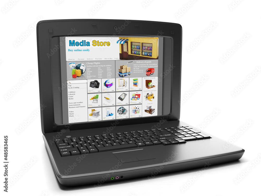 Media Technologies. Laptop and media store shopping online Media Technologies. Laptop and media store shopping online