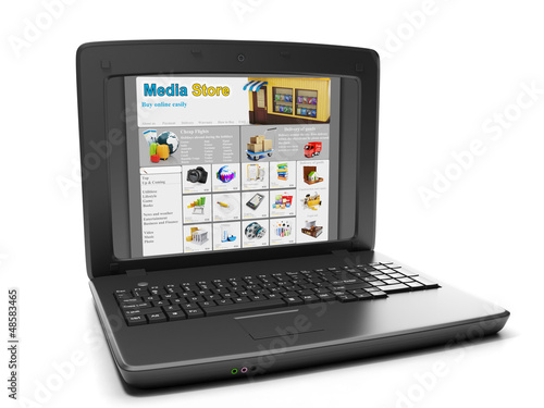 Media Technologies. Laptop and media store shopping online