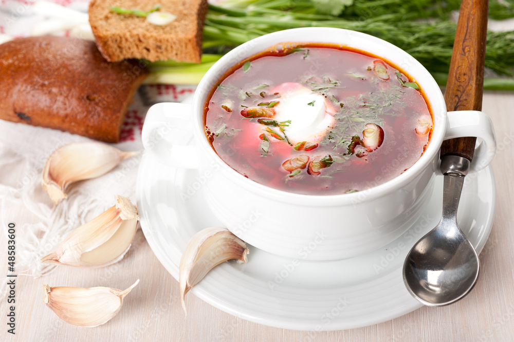 borscht. Russian and Ukrainian soup borscht. Russian and Ukrainian soup