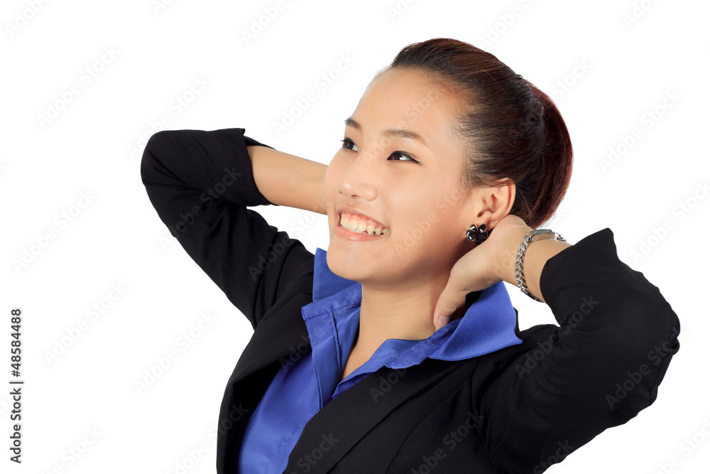 Isolated Relaxing young business woman over white. Isolated Relaxing young business woman over white.