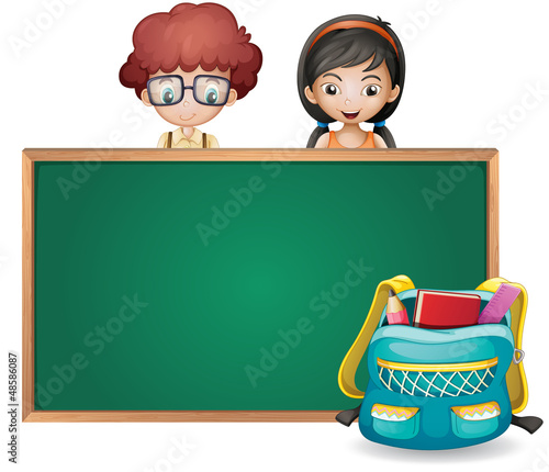 Kids and a green board