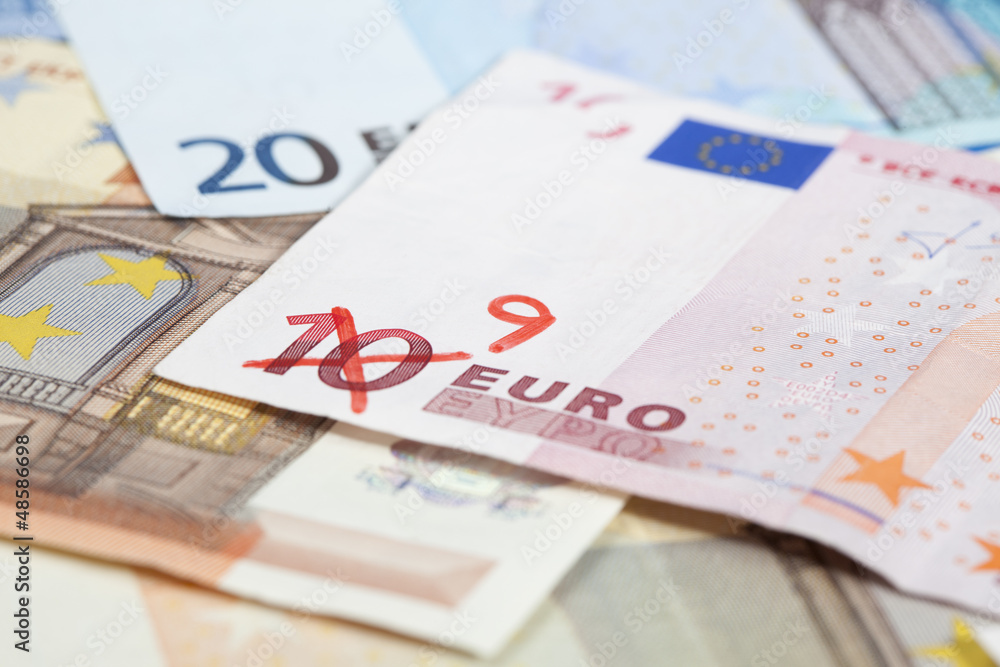 Inflation concept with Euro money