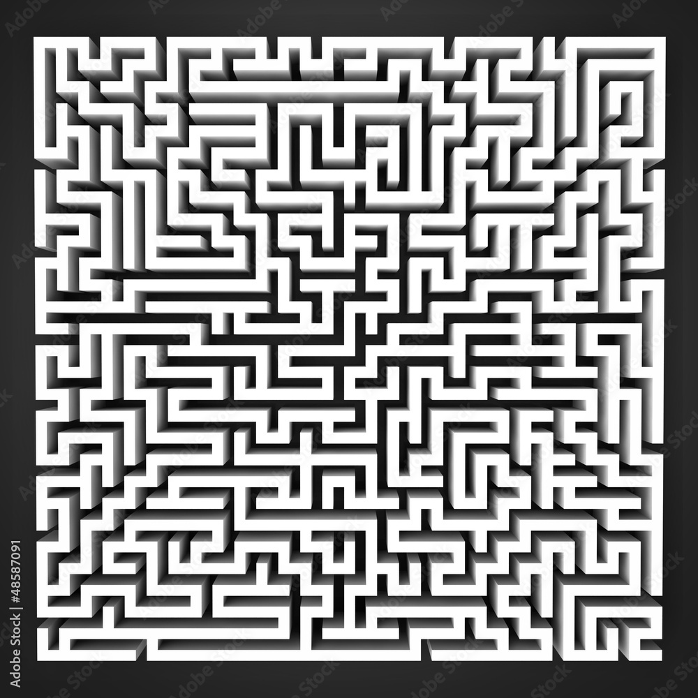 labyrinth black and white perspective upper view labyrinth black and white perspective upper view
