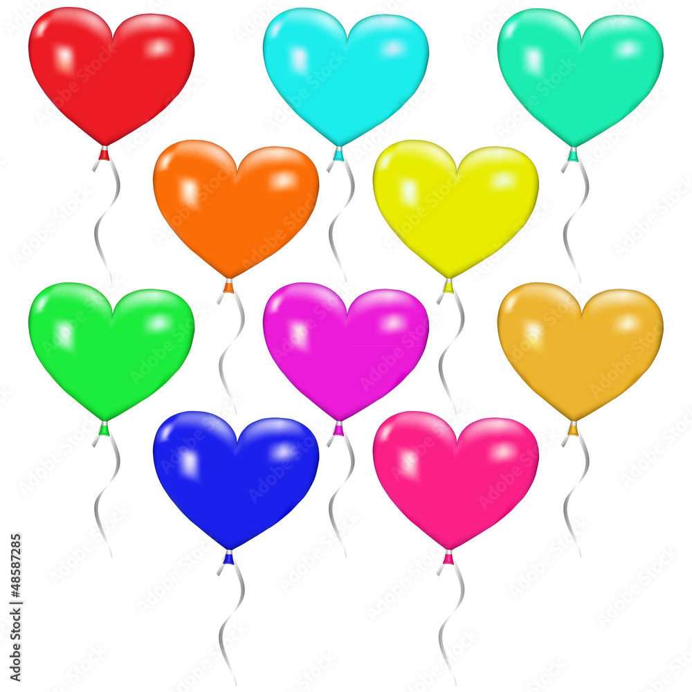 Set of colorful balloons in the form of heart