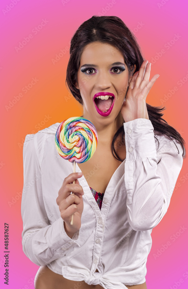 beautiful girl with a lollipop