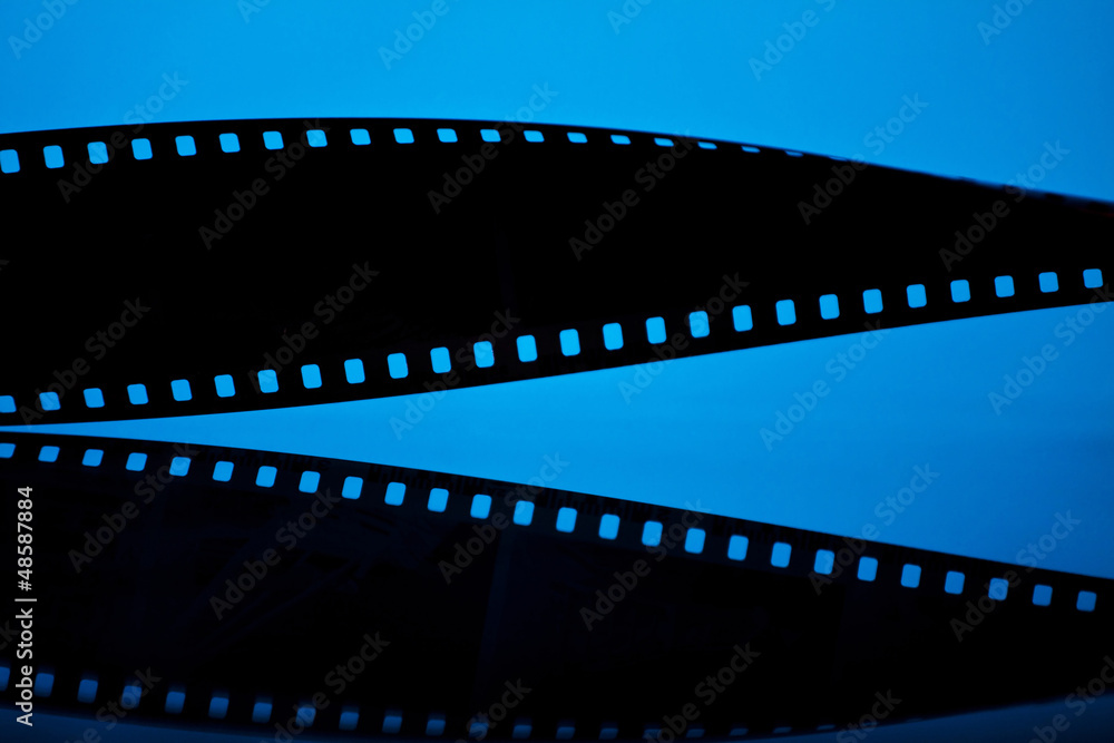 Filmstrip on blue background