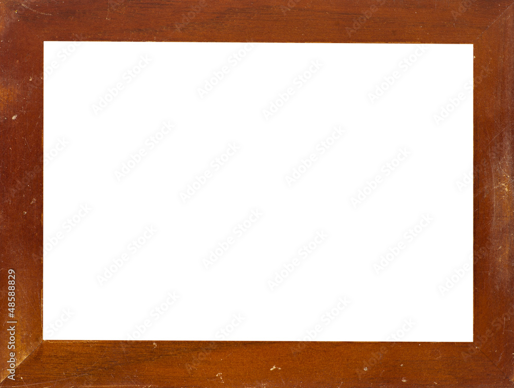 Obraz premium Vintage picture frame, wood plated, white background, clipping p