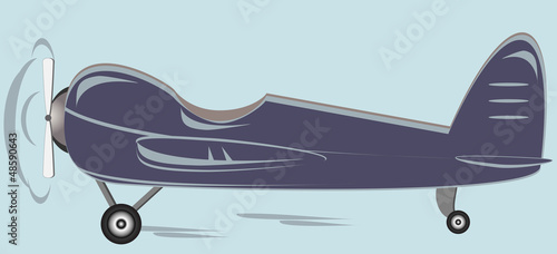 isolated retro plane on blue background